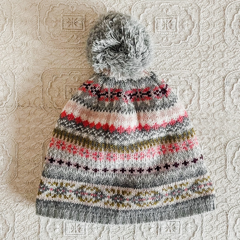 Love & Lore Grey Fair Isle Winter Hat
